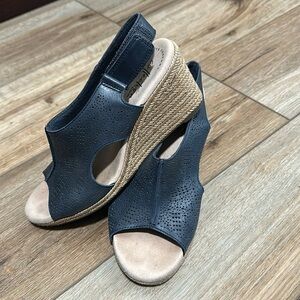 Clark’s Leather Sandles with Wedge hill.